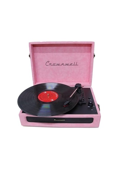 Nostaljik Özel Pembe Çantalı Pikap Bluetooth Kulaklı Hoparlör 33-45-78 Taş Ve Plastik Plak Çala Standart