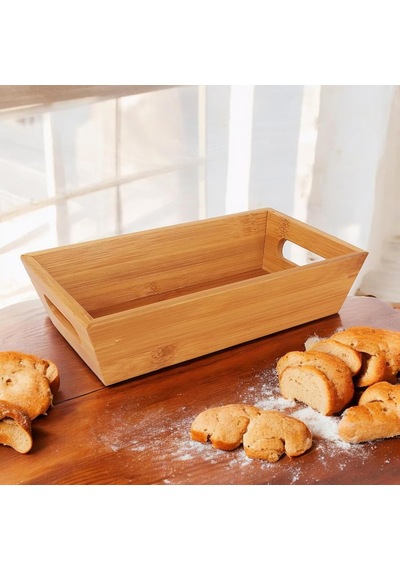 Bambu Ekmek Sepeti 23x13x7cm, Evonox Bambu Ekmeklik, Bambu Ekmek Sunumluk Sku: Smg8690010165404 Açık Gri