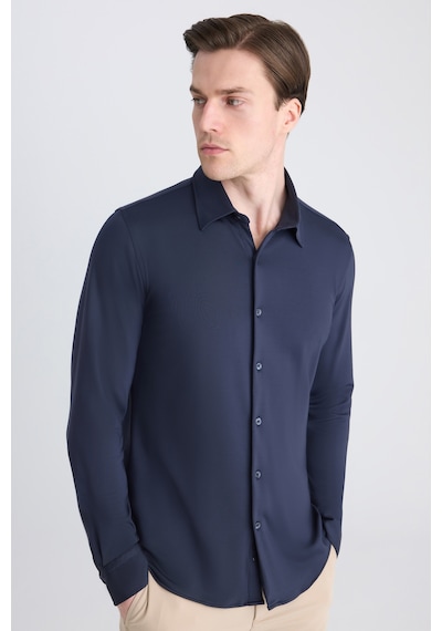 Twn Slim Fit Lacivert Örme Gömlek 5ec02ad04259m Çok Renkli