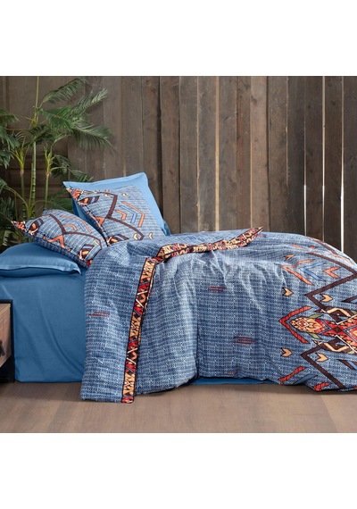 Yakut King Size Battal Boy %100 Pamuk Flanel Pazen Nevresim Takımı Mavi MAVI