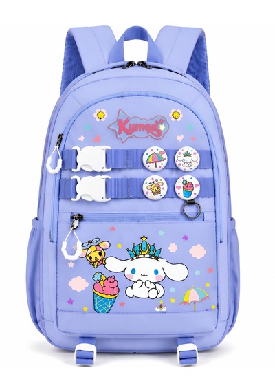 Cinnamoroll Baskılı Özel Tasarım Ortopedik Su Geçirmez Cüzdanlı Okul Çantası Termal Beslenme Ve Kalemlik Mavi