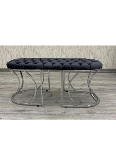 Lüks Puf Bench Gümüş Gümüş
