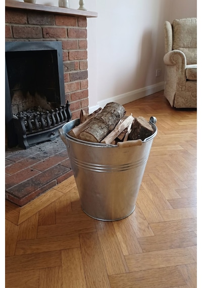 Metal Dekoratif Kova 10 Litre - 28 Cm Çok Amaçlı Saplı Galvaniz Saksılık Ve Düzenleyici Renksiz