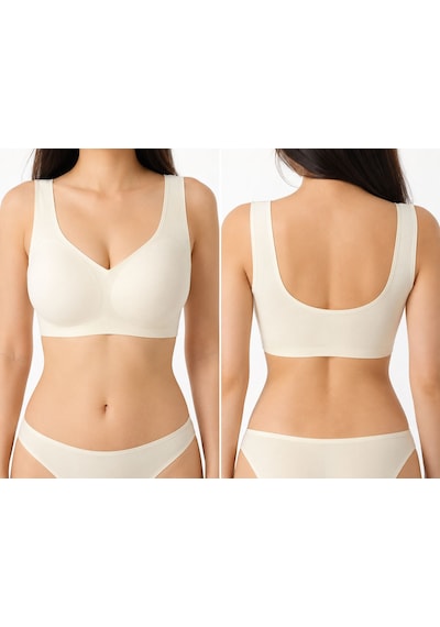 Dikişsiz Lazer Kesim Geniş Askılı Kopçasız Konfor Sütyen Bralette Best Bra Lazer84 Ekru