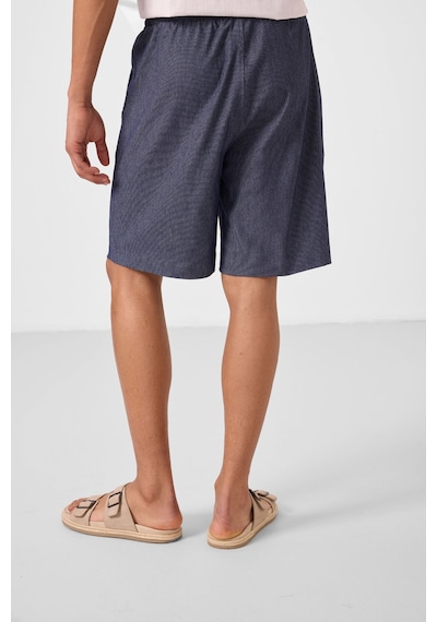 Tommylife Kot Lacivert Standart Fit Dokuma Hafif Esnek Chino Erkek Şort - 81289 Kot Laci