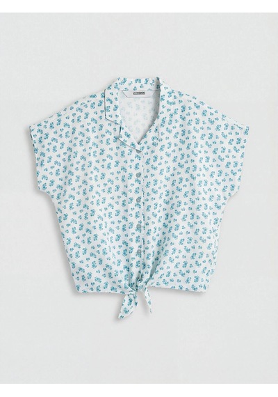 LC Waikiki Lcw Kids Yeşil Çiçekli Kız Çocuk Gömlek Pale Green Prınt