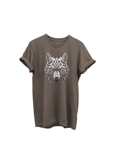 Kurt Ve Türk Özel Koleksiyon Serisi-7 Tasarım Baskılı %100 Pamuk T-shirt Kahverengi