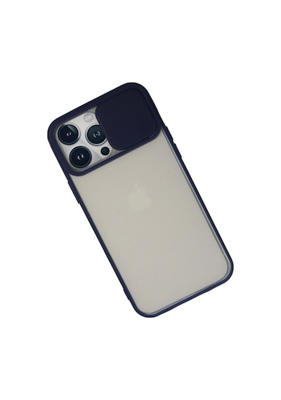 Apple İphone 13 Pro Max Kılıf Palm Buzlu Kamera Sürgülü Silikon - Lacivert