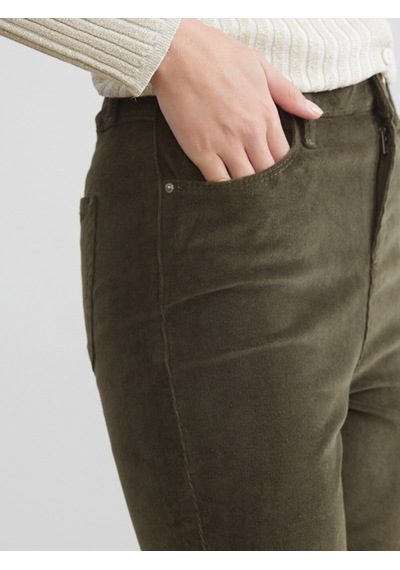 Lcwaıkıkı Classic Haki Dar Fit Kadife Kadın Pantolon