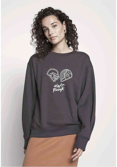 Daft Punk Helmet & Yazi Baskılı Füme Antrasit Kadın Sweatshirt