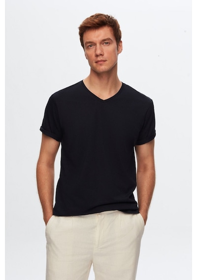 D's Damat Ds Damat Lacivert V Yaka %100 Pamuk T-shirt 4HC141996755M Lacivert