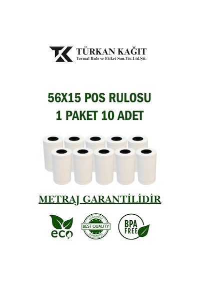 56x15 Pos Rulosu 1 Paket 10 Adet Termal Rulo - Yazarkasa Pos Rulosu - Pos Kağıdı