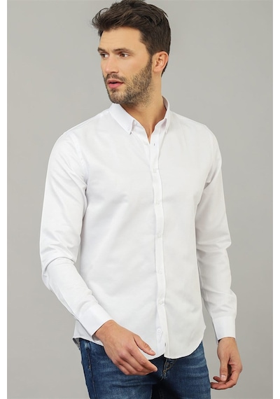 Tudors Slim Fit Dar Kesim Oxford Spor Erkek Gömlek-19310 Beyaz Tudors Slim Fit Dar Kesim Oxford Spor Erkek Gömlek-19310 Beyaz