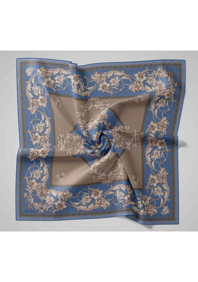 Silk Home Twill İpek Eşarp 11482-07 İndigo, Vizon, Bej, Bebe Mavi