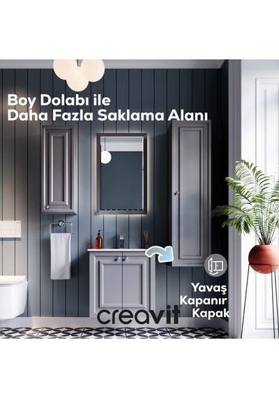 Creavit Kayra Boy Dolabı 130cm Mat Gri Mat Gri Creavit Kayra Boy Dolabı 130cm Mat Gri Mat Gri