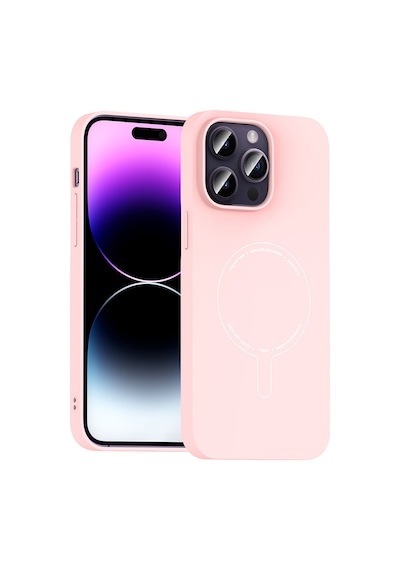 Maks Technology iPhone Uyumlu 14 Pro Max Kılıf M-safe Şarj Özellikli Kamera Korumalı Mkst Elio Sert Pc Kapak - Açık Pembe