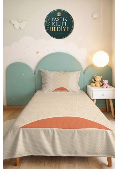 Minimal Güneş Ekru Genç Odası Tek Kişilik Boho Pike Takımı-modern 160x220cm Kapitone Yatak Örtüsü Keten Toprak Dengesi