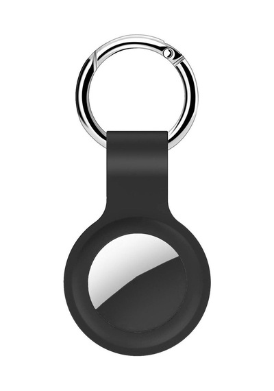 Apple Airtag 1 - Airtag 2 Uyumlu Silikon Kılıf Anahtarlık Siyah