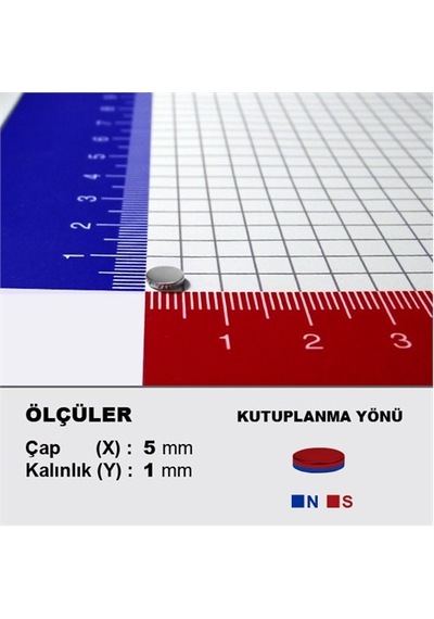 Neodyum Mıknatıs Silindir D5x1 mm (100'lü Paket)