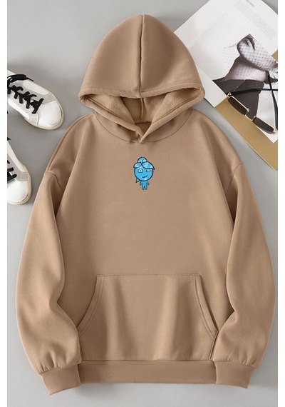 Uyguntarz Unisex Su Avatar Baskılı Sweatshirt Bej