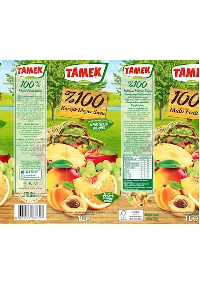 Tamek %100 Karışık Meyve Suyu 1 Lt X 6 Adet