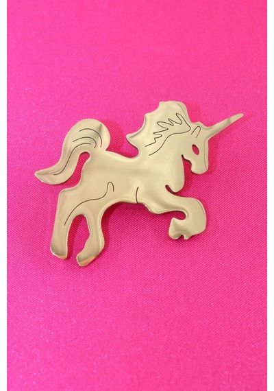 Çelik Efsanevi Saf Ve Masum Ölümsüzlük Atı Tek Boynuz Unicorn Broş. Yaka İğnesi Unicorn Broş. Unisex Gold