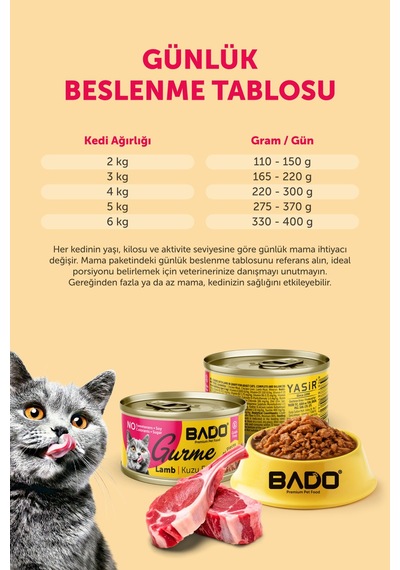 Bado Gurme Yaş Yetişkin Kedi Maması Kuzu Etli 85 Gr