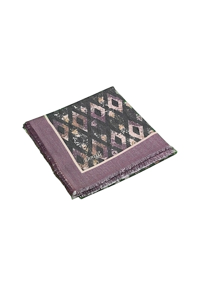 Mim Eşarp Ebruli Kışlık Desenli Eşarp 95x95 Cm Antrasit - Lila