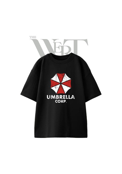 Thewert Umbrella Corp 1 Tasarım Baskılı Ünisex Siyah Oversize T-shirt