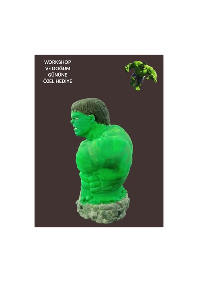 3d Hulk Figür Boyama Seti - Kendin Boya Hobi Ve Etkinlik Seti - Akrilik Boya + 2 Fırça