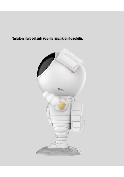 Astronot Projeksiyon Lambası Bluetooth Müzikli Ve Uzaktan Kumandalı Beyaz