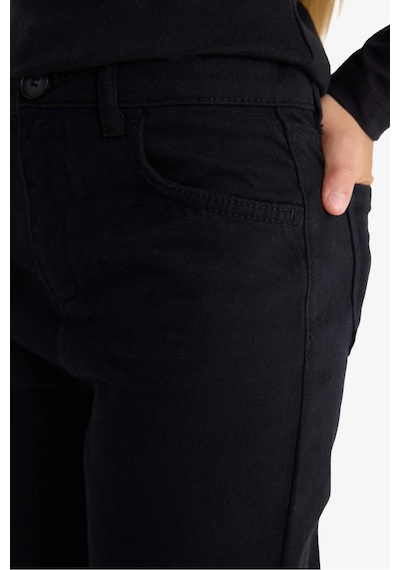 Defacto Kız Çocuk Straight Fit Geniş Bol Paça Cepli Pamuklu Okul Pantolonu C9471a825aubk27 Siyah