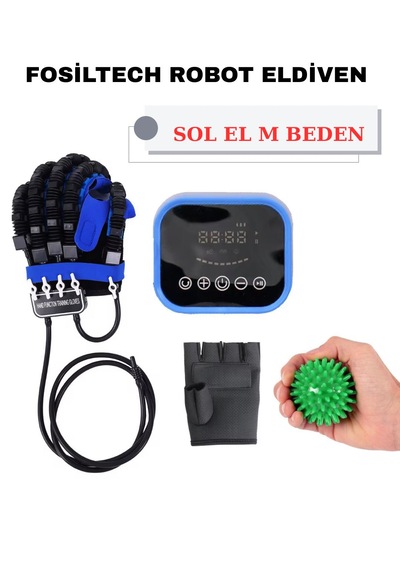 Rehabilitasyon Robot Eldiveni El Ve Parmak Egzersiz Cihazı Fizik Ted Avi Destekli Sol M Beden
