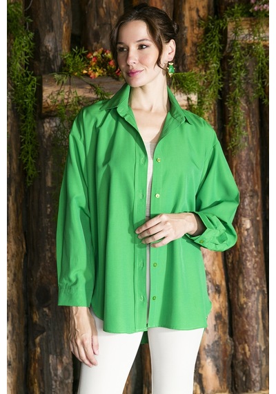 Lela Pamuklu Oversize Dokuma Bayan Gömlek 6234760 Benetton