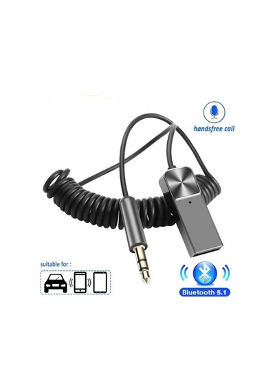 Aux Bluetooth Alıcısı Kablosuz Bt Aux Adaptörü Spiral Kablolu