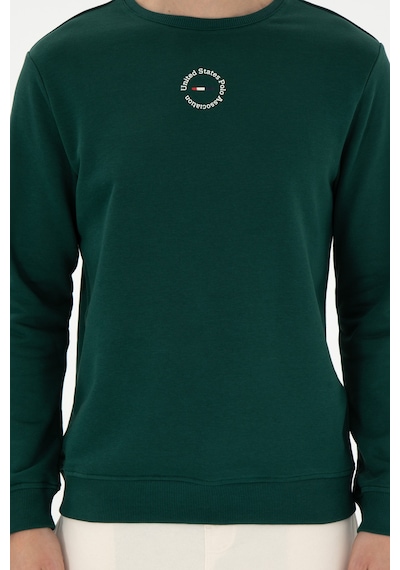 U.S. Polo Assn. Erkek Regular Fit Bisiklet Yaka Koyu Yeşil Sweatshirt 50293436-VR079