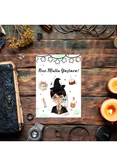 Harry Potter Çizimli Doğum Günü Tebrik Kartı Zarflı 5 Adet