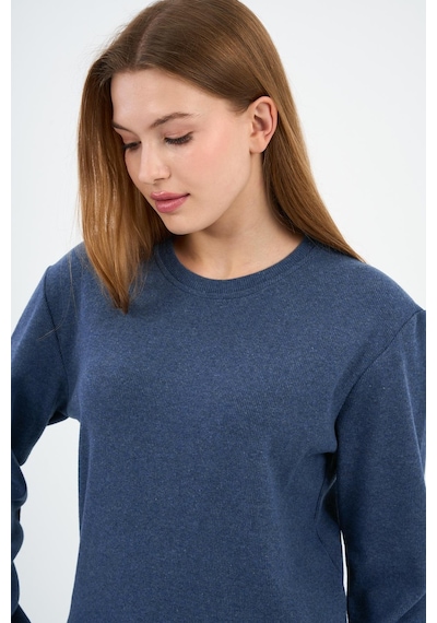 Alexander Gardi Bisiklet Yaka Likralı Uzun Kollu Kaşkorse Sweatshirt Wk25588 Melanj