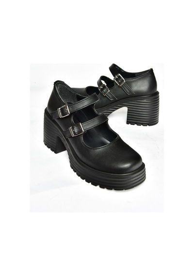 Fox Shoes R996055009 Siyah Kalın Topuklu Kadın Ayakkabı Siyah