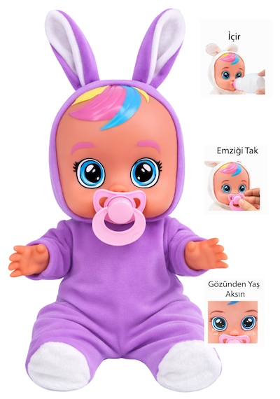 Ağlayan Ve Konuşan Et Bebek 20 Cm Su İçen Bebek Oyuncağı 3+ Yaş Lila