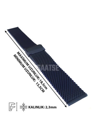 18mm Lacivert Kalın Hasır Çelik Spor Saat Kordonu