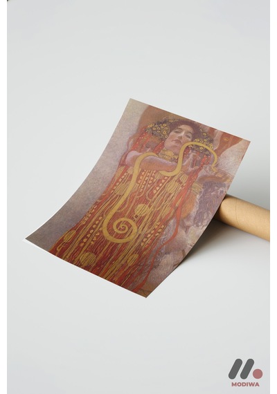 Gustav Klimt Altın Figür, Çerçevesiz Yüksek Kalite Duvar Afişi - Sanatsever Hediyesi