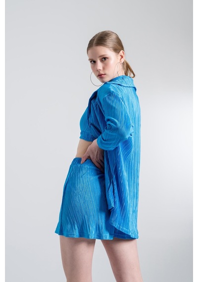 Holly Lolly Oversize Düğme Kapamalı Comfy Oversize Gömlek Mavi