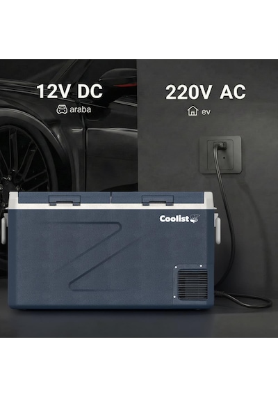 Coolist Clk80d 12/24v 220volt 82,5 Litre Çift Bölmeli Kompresörlü Outdoor Oto Buzdolabı/dondurucu