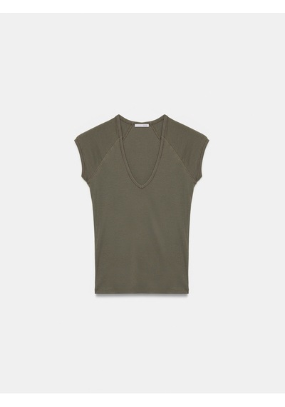 Dilvin 32894 V Yaka Fit T-shirt-haki