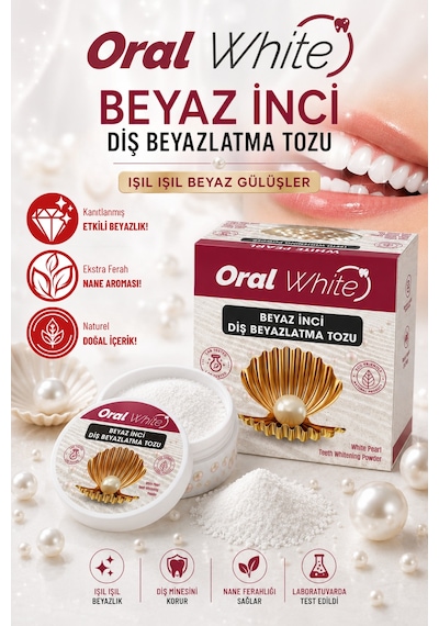 Oral White Premium Series Beyaz İnci Diş Beyazlatma Tozu 50 Gr İnci Tozu