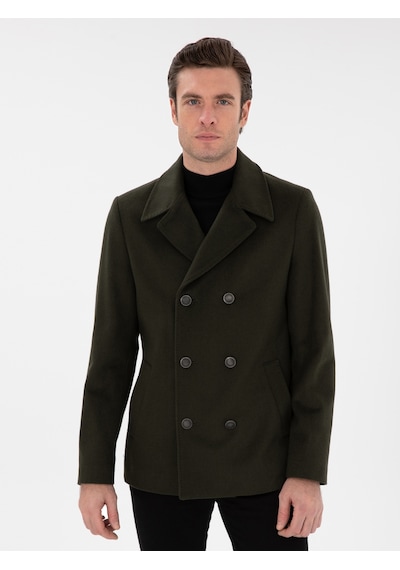 Cacharel Haki Slim Fit Kaşe Kaban YESIL