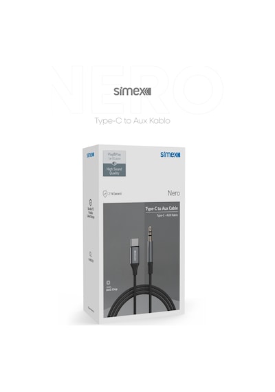 Simex Type C Dac Sa-02 Nero Kumaş Aux Kablosu Kumaş