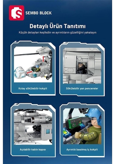 Sembo Block Z-20 Donanma Helikopteri 862 Parça Yapı Blokları  İle Uyumlu 202229