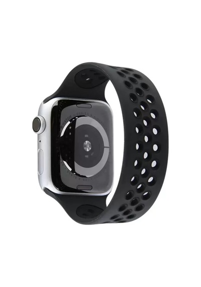 Newface Apple Watch Uyumlu 38mm Ayarlı Delikli Silikon Kordon - Siyah-siyah